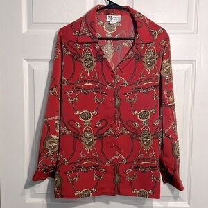 Maggie Sweet Vintage Baroque Women’s Medium - Red - Button down blouse.